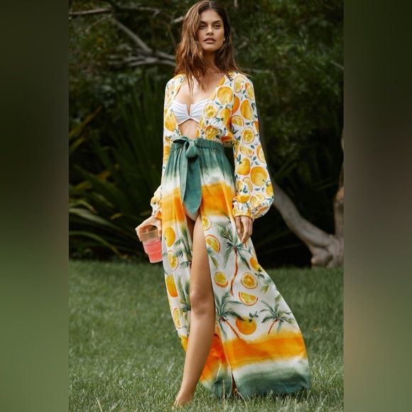 SIGAL Long-Sleeve Tie-Front Cover-Up Dress L - Picture 5 of 16